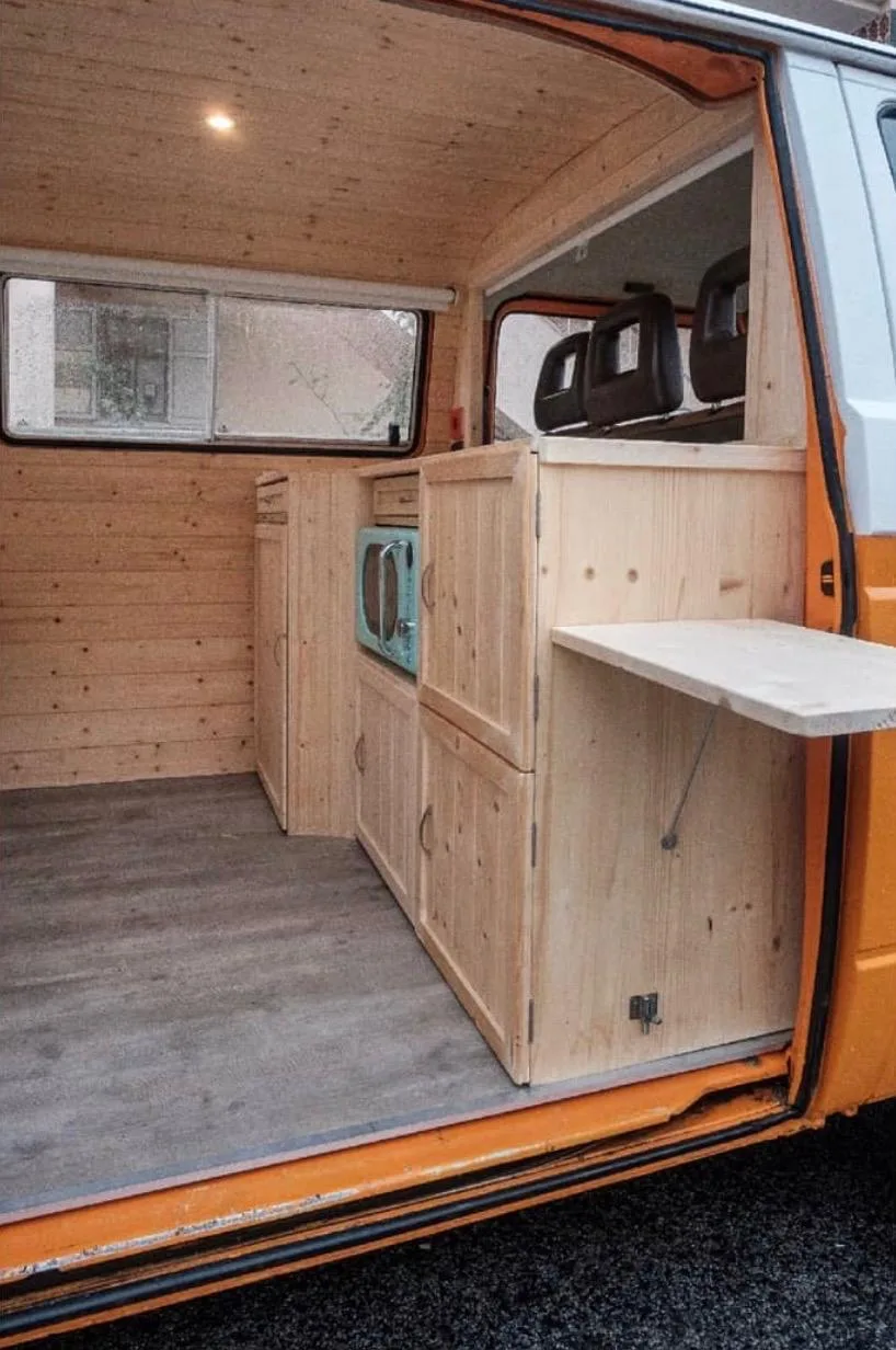 Kitchen front view with the fold-out table deployed