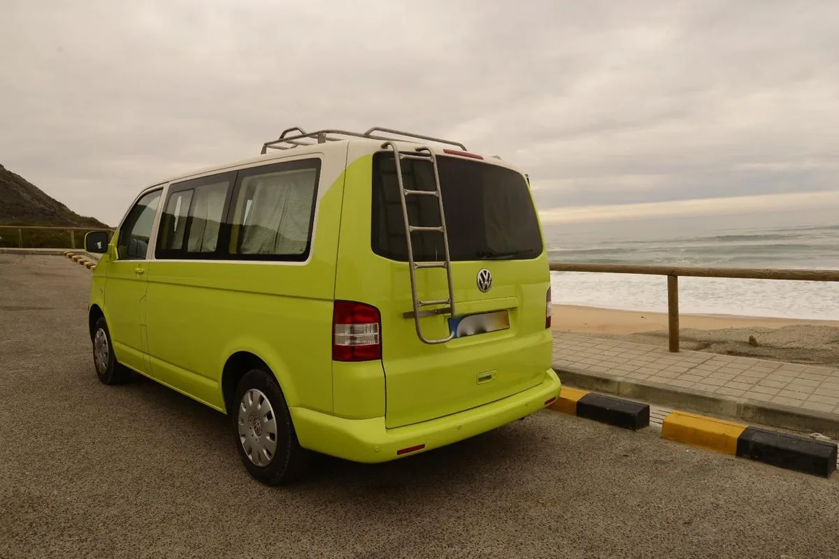 Rear view by the sea with roof ladder